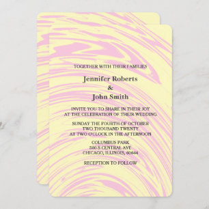 Invitation Vagues Abstraites roses Jaune ivoire Beige Mariage