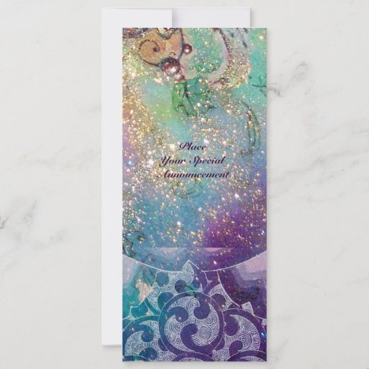 Invitation VAGUES , bleu violet vif or rose pailleté d'or (Dos)