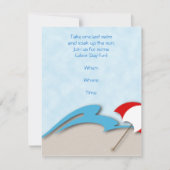 Invitation Vagues bleues, sable chaud et parapluie de plage (Devant)