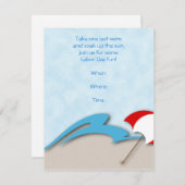 Invitation Vagues bleues, sable chaud et parapluie de plage (Devant / Derrière)