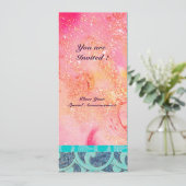 Invitation VAGUES, brillant bleu vert rose or scintillent (Debout devant)