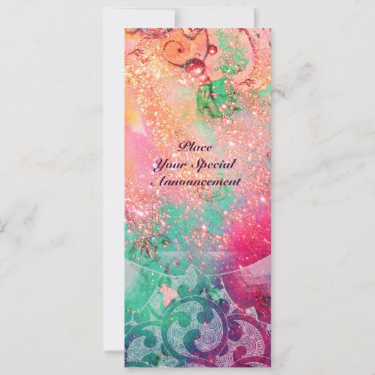 Invitation VAGUES, brillant bleu vert rose or scintillent (Dos)