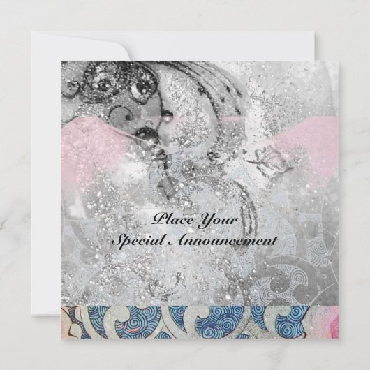 Invitation VAGUES, brillant noir et blanc rose (Dos)