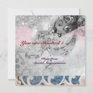 Invitation VAGUES, brillant noir et blanc rose