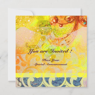 Invitation VAGUES, brillant rouge brun jaune bleu rose
