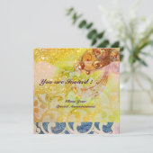 Invitation VAGUES, brillant rouge brun jaune bleu rose (Debout devant)