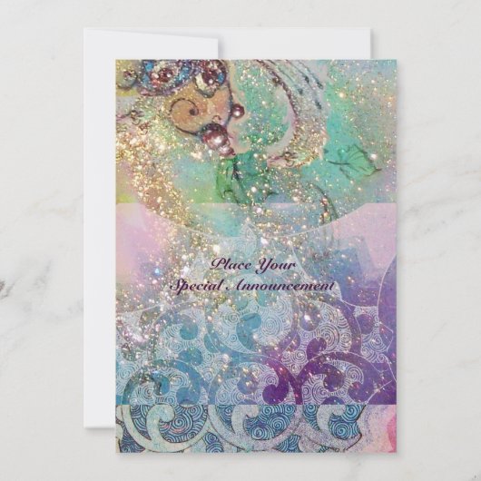 Invitation VAGUES, brillant rouge brun jaune bleu rose (Dos)