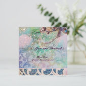 Invitation VAGUES, brillant rouge violet bleu rose or scintil (Debout devant)