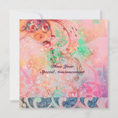 Invitation VAGUES, brillant rouge violet bleu rose or scintil (Dos)