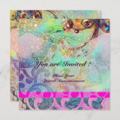 Invitation VAGUES, brillant violet bleu vert vert rose or sci (Devant / Derrière)