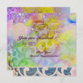 Invitation VAGUES, brillant violet vert bleu vert rose or (Devant / Derrière)