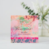 Invitation VAGUES , brillantes étincelles bleu violet rose or (Debout devant)