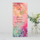 Invitation Vagues , brillantes rouge vert bleu rose or étin (Debout devant)