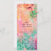 Invitation Vagues , brillantes rouge vert bleu rose or étin (Dos)