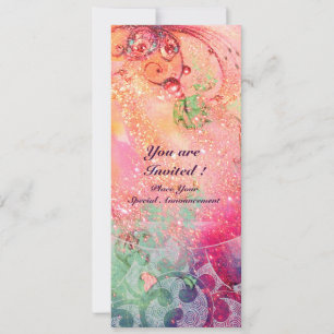 Invitation VAGUES, brillantes rouge vert bleu rose or étince