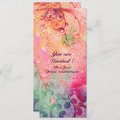 Invitation VAGUES , brillantes rouges vertes bleues roses do (Devant / Derrière)