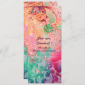 Invitation VAGUES , brillantes rouges vertes bleues roses or (Devant / Derrière)