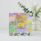 Invitation VAGUES , brillantes violet vert bleu rose or scint (Debout devant)