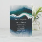 Invitation Vagues côtières Marine Plage Océan Mariage élégant (Debout devant)