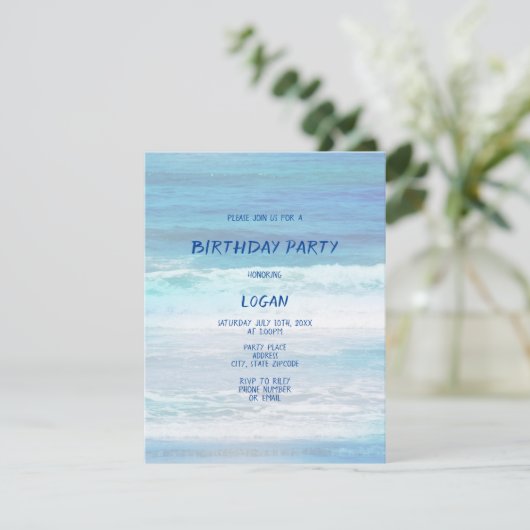 Invitation 'Vagues d'aquarelle' (Debout devant)