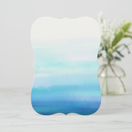 Invitation Vagues d'aquarelle minimale bleue (Debout devant)