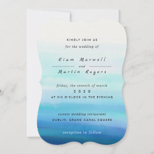 Invitation Vagues d'aquarelle minimale bleue
