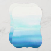 Invitation Vagues d'aquarelle minimale bleue (Devant / Derrière)