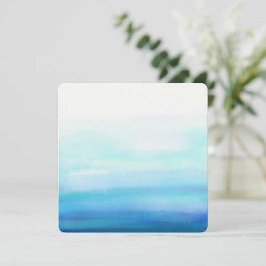 Invitation Vagues d'aquarelle minimale bleue (Debout devant)