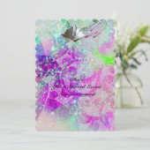 INVITATION VAGUES DE COQUILLAGES ROSE BLEU VIOLET ABSTRACT,ÉT (Debout devant)