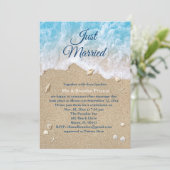 Invitation Vagues de la plage bleue juste mariés post mariage (Debout devant)