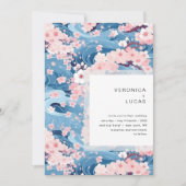 Invitation Vagues de marine Sakura Blossom Mariage moderne (Devant)