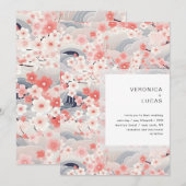 Invitation Vagues de marine Sakura Blossom Mariage moderne (Devant / Derrière)