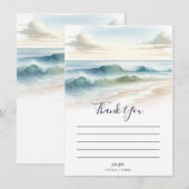 Invitation Vagues de plage à l'aquarelle Merci Rustique Côtiè (Devant / Derrière)