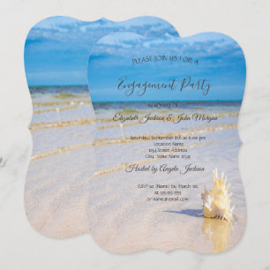 Invitation Vagues de Plage Coquillages Fiançailles