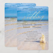 Invitation Vagues de Plage Coquillages Mariage (Devant / Derrière)