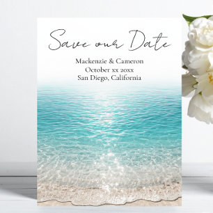Invitation Vagues de Plage & Eau Claire Tropicale Sauvegarder