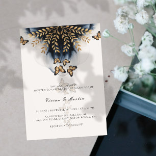 Invitation Vagues d'hiver avec Mariage d'ailes d'or