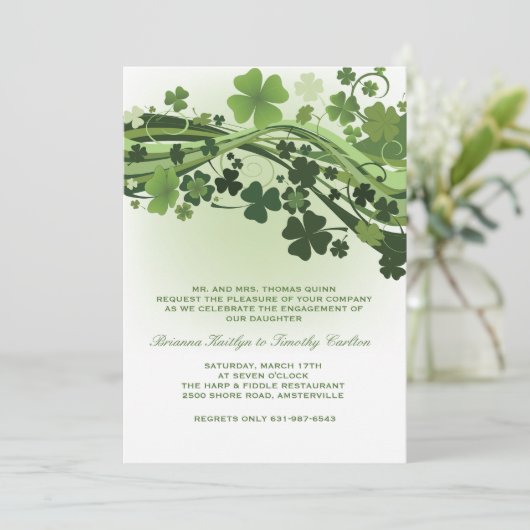 Invitation Vagues d'invitation de trèfle (Debout devant)