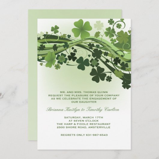 Invitation Vagues d'invitation de trèfle (Devant / Derrière)