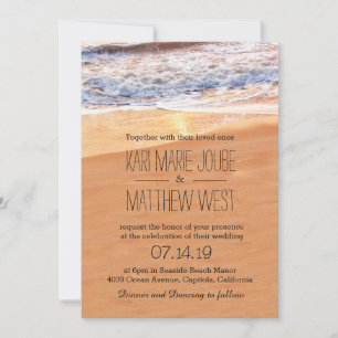 Invitation Vagues d'or de mariage de plage Décontractée