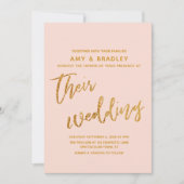 Invitation Vagues d'or moderne et Mariage de broussailles d'é (Devant)