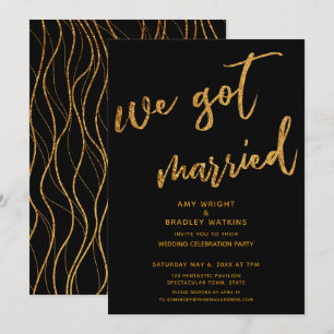 Invitation Vagues d'or Nous sommes mariés Réception de mariag