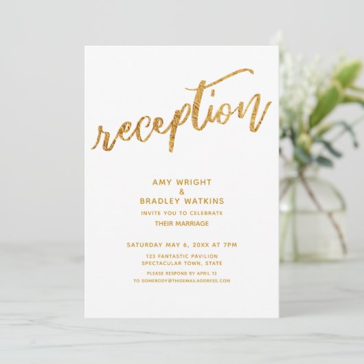 Invitation Vagues dorées et écriture manuscrite Réception de (Debout devant)
