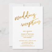 Invitation Vagues dorées et écriture manuscrite Réception de  (Devant)