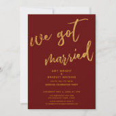 Invitation Vagues dorées Nous sommes mariés Bourgogne Rouge R (Devant)