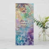 Invitation VAGUES , Élégant, Bleu sarcelle, Fête de mariage b (Debout devant)