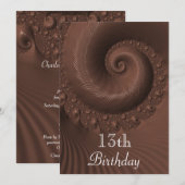Invitation Vagues et spirales de chocolat pour 13 ans (Devant / Derrière)