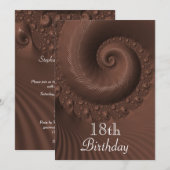 Invitation Vagues et spirales de chocolat pour 18 ans (Devant / Derrière)