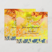 Invitation VAGUES , étincelles rouge brun jaune bleu rose viv (Devant / Derrière)