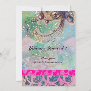 Invitation VAGUES , étincelles rouge brun jaune bleu rose viv